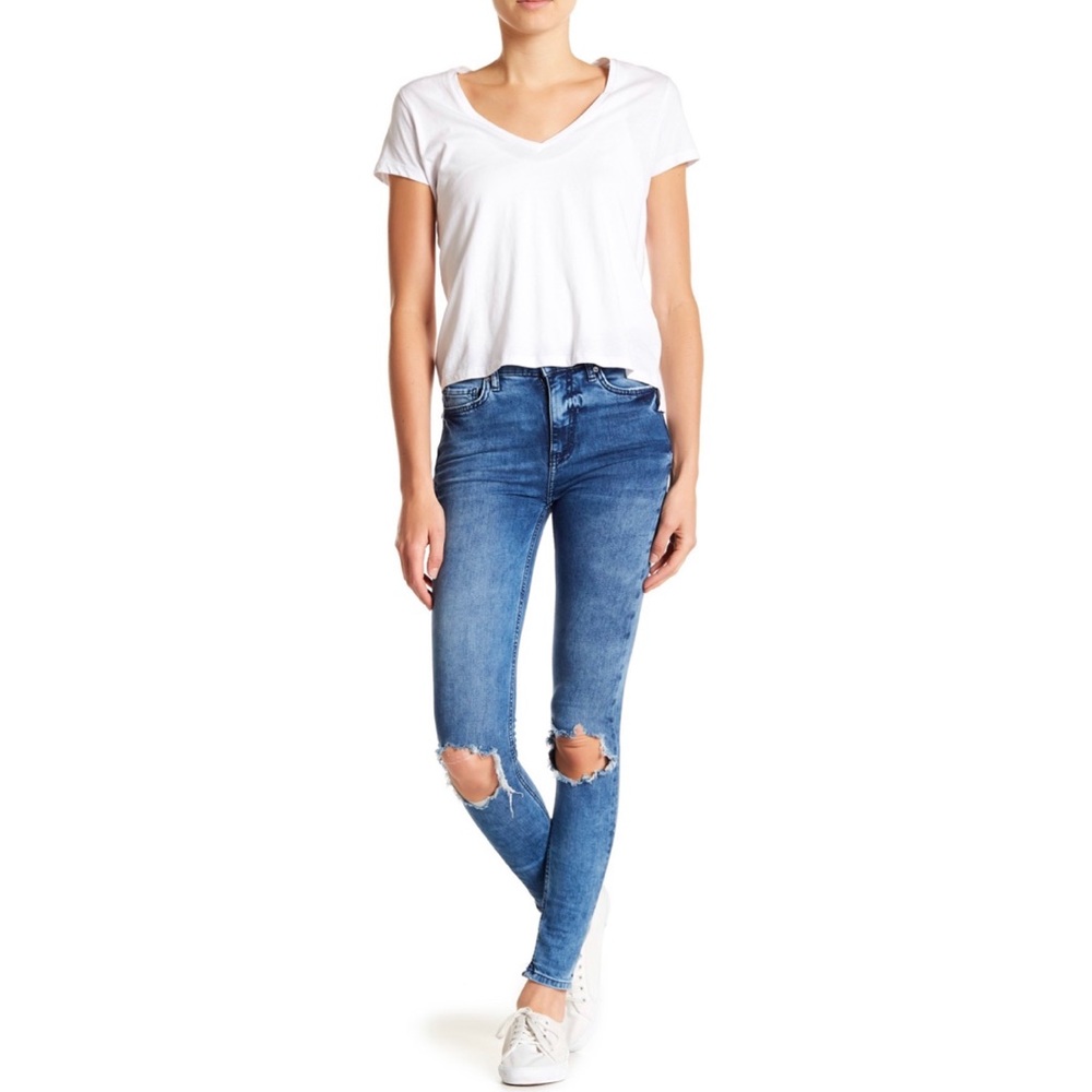 FREE PEOPLE Busted Knee Skinny Jeans